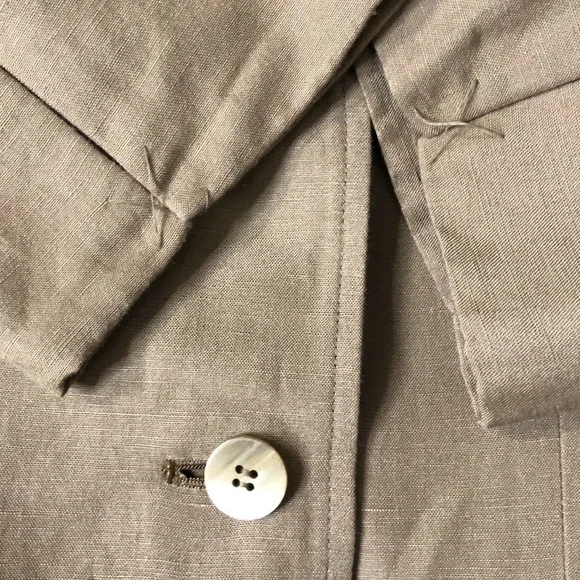 NEW KAREN SCOTT Petites Linen & Cotton Mocha Brown Button Front Blazer Size 10P - Picture 9 of 9